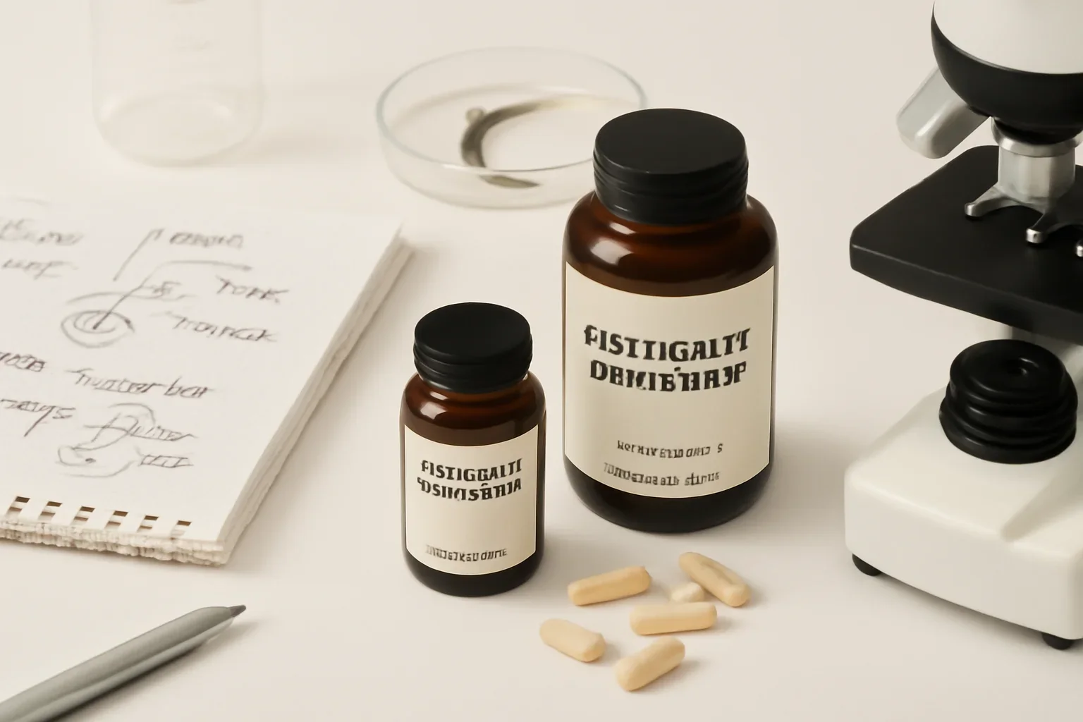 Editorial image representing Hair Health Supplements Canada on a clean research desk