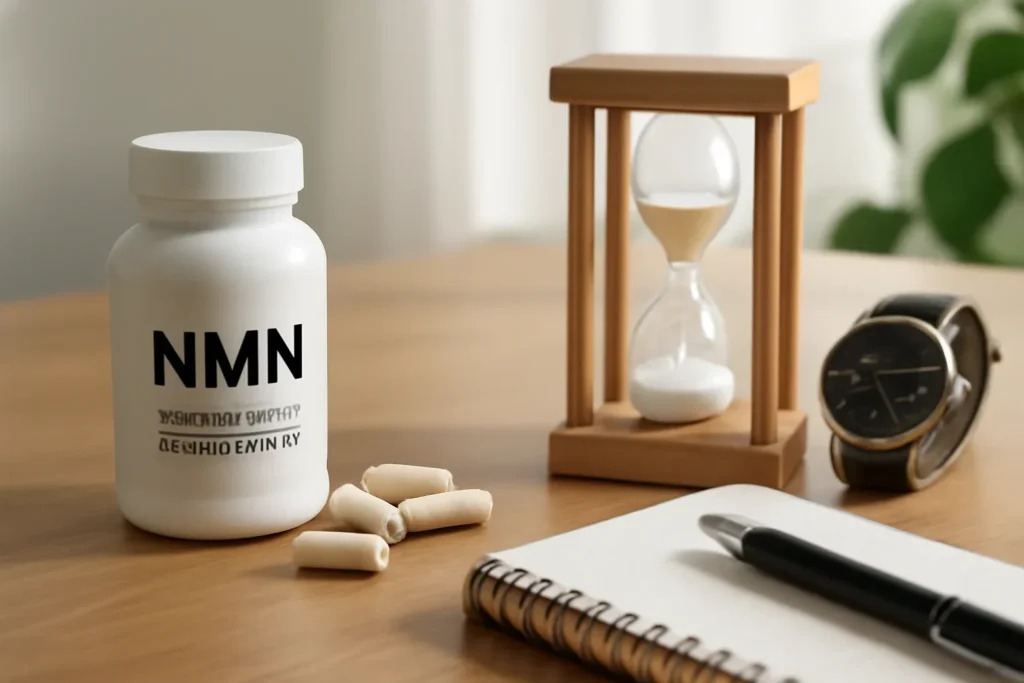 Editorial illustration space for article topic How Long Does NMN Take to Work