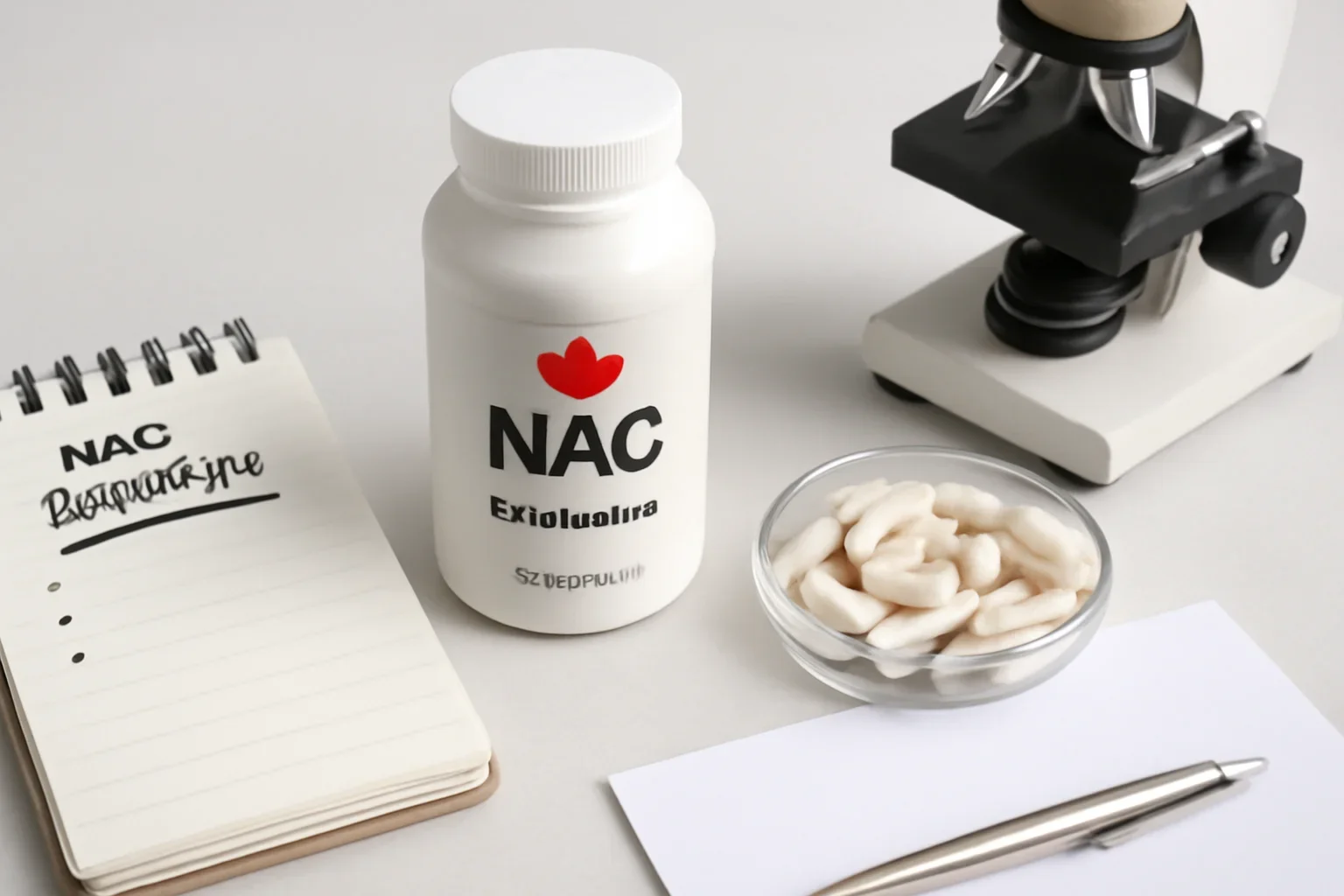 Editorial image representing NAC Supplement Canada on a clean research desk