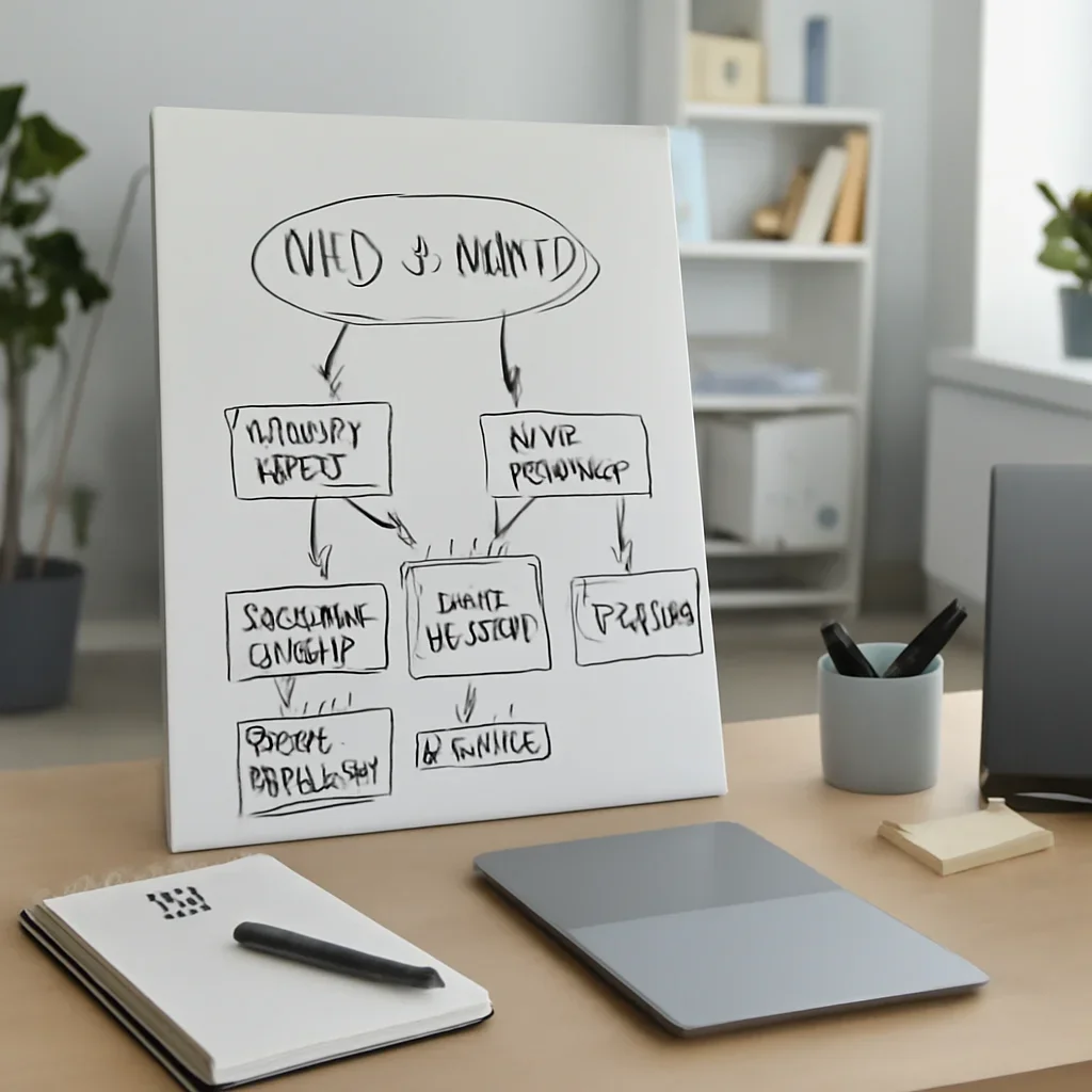 Website planning notes connecting NAD vs NADH to related educational pages