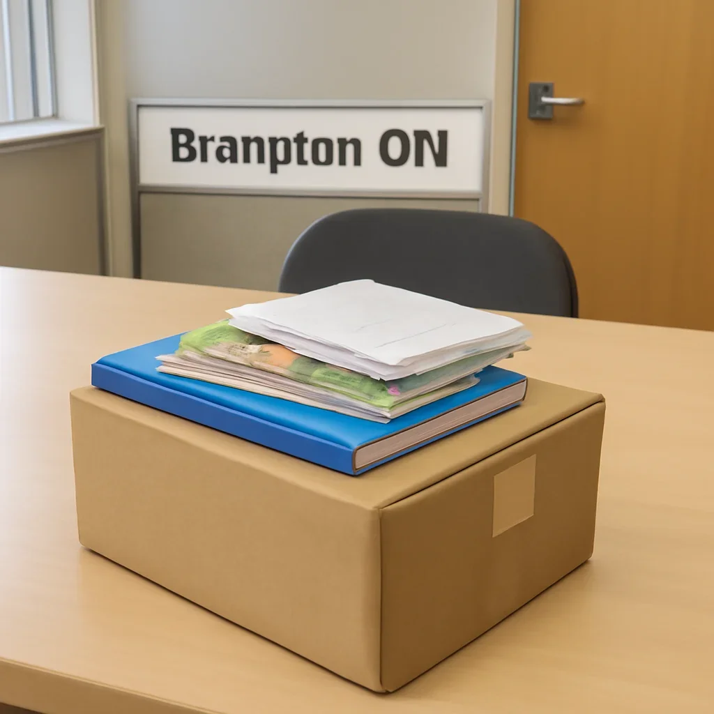 Parcel and educational materials prepared for readers in Brampton, ON