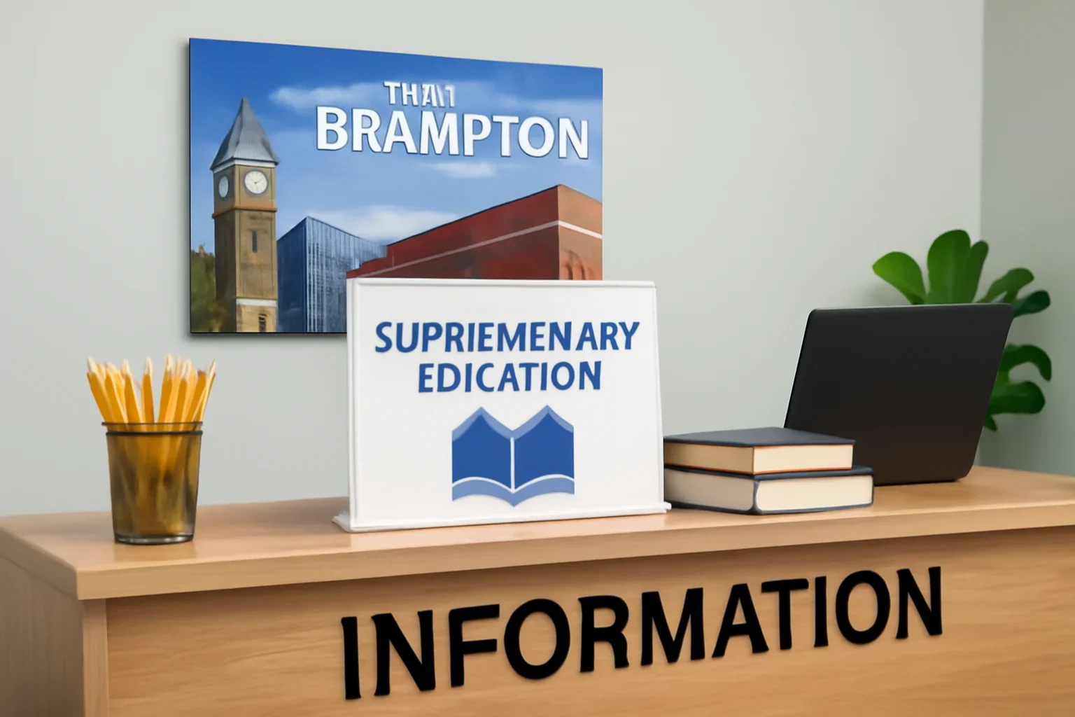 Local information desk setup representing supplement education in Brampton, ON