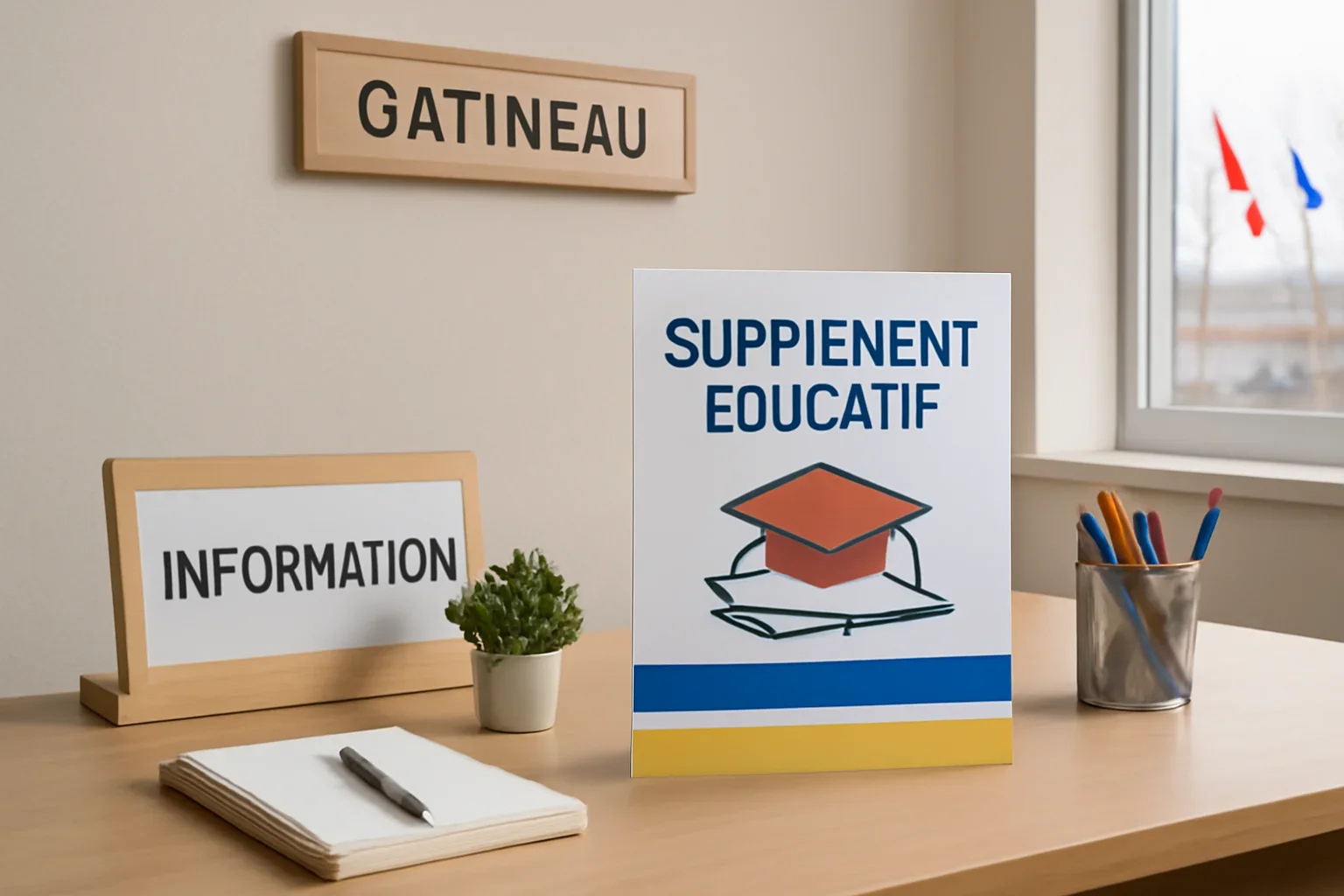 Local information desk setup representing supplement education in Gatineau, QC