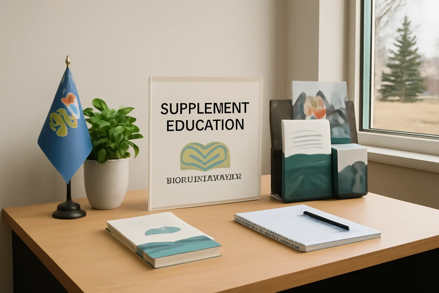 Local information desk setup representing supplement education in Grande Prairie, AB