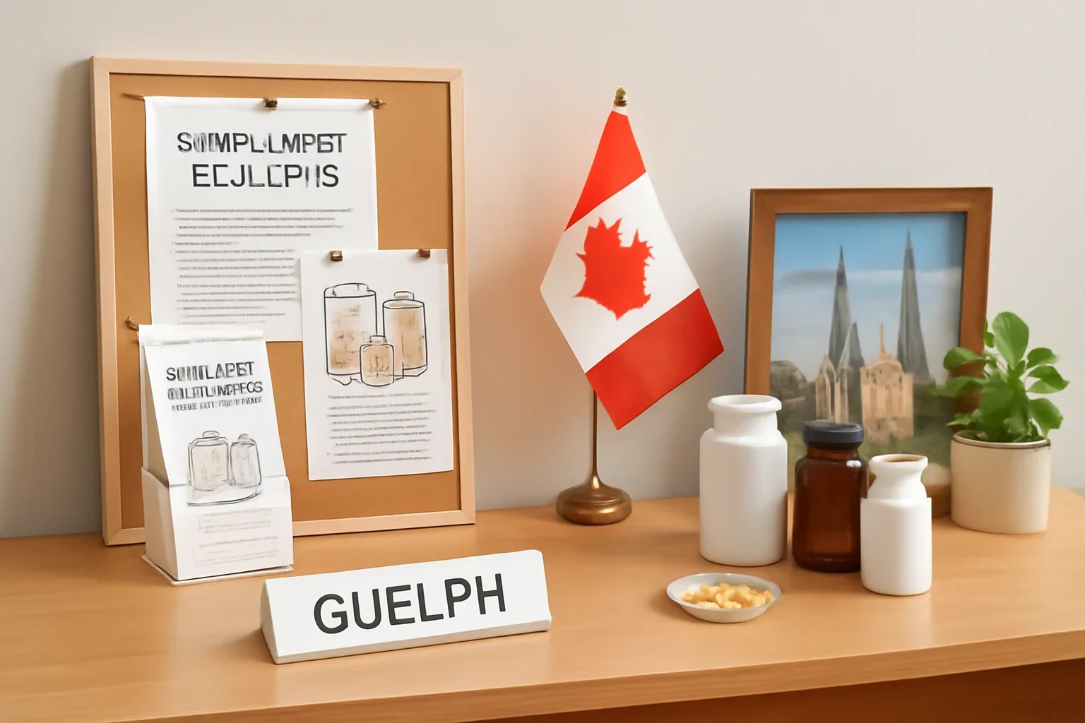 Local information desk setup representing supplement education in Guelph, ON