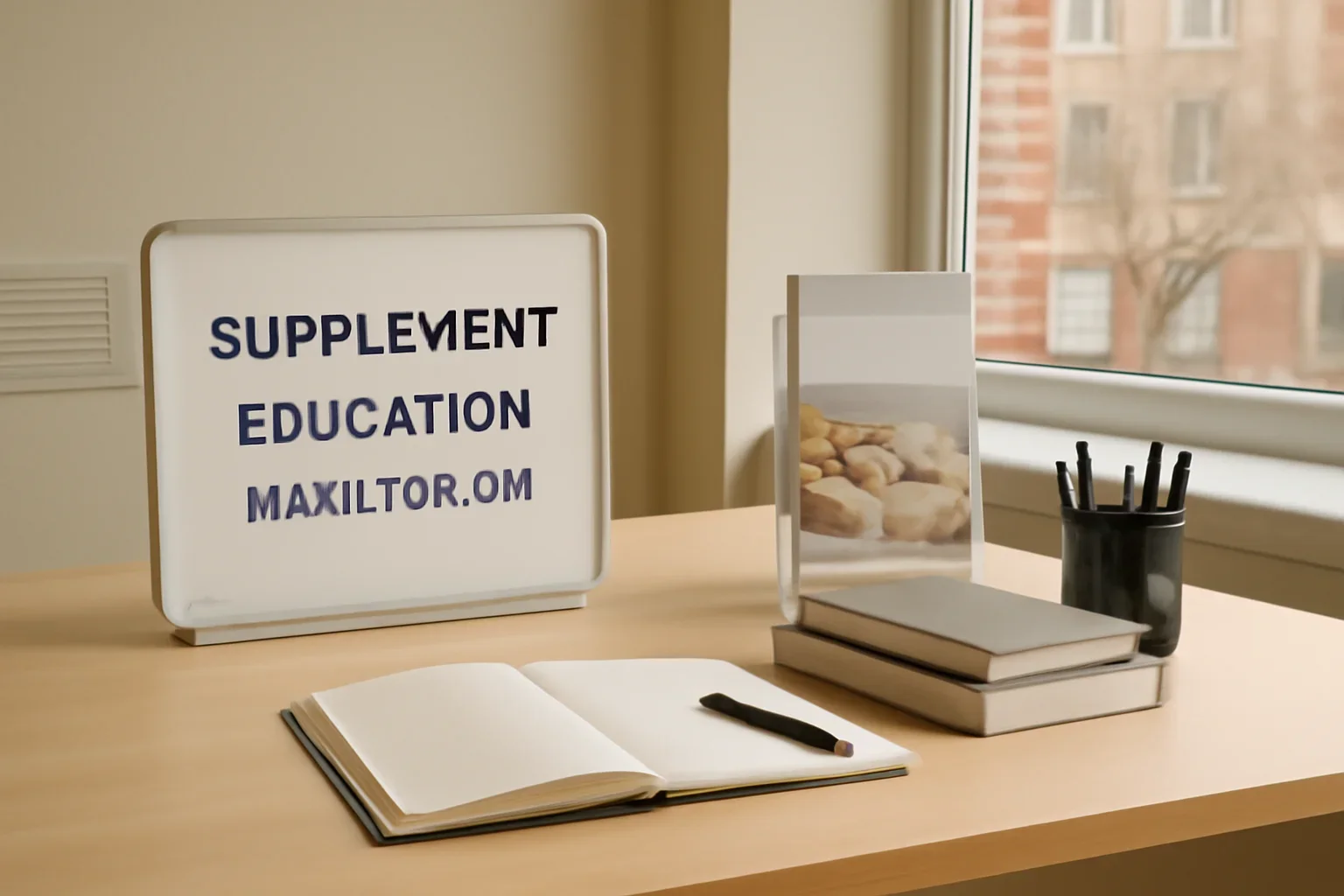 Local information desk setup representing supplement education in Hamilton, ON