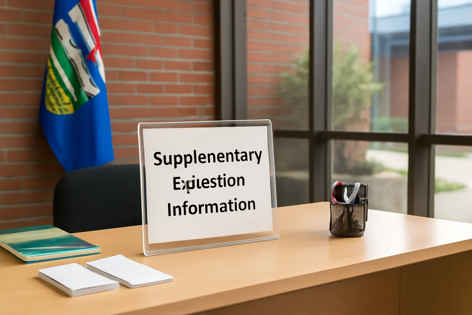 Local information desk setup representing supplement education in Red Deer, AB