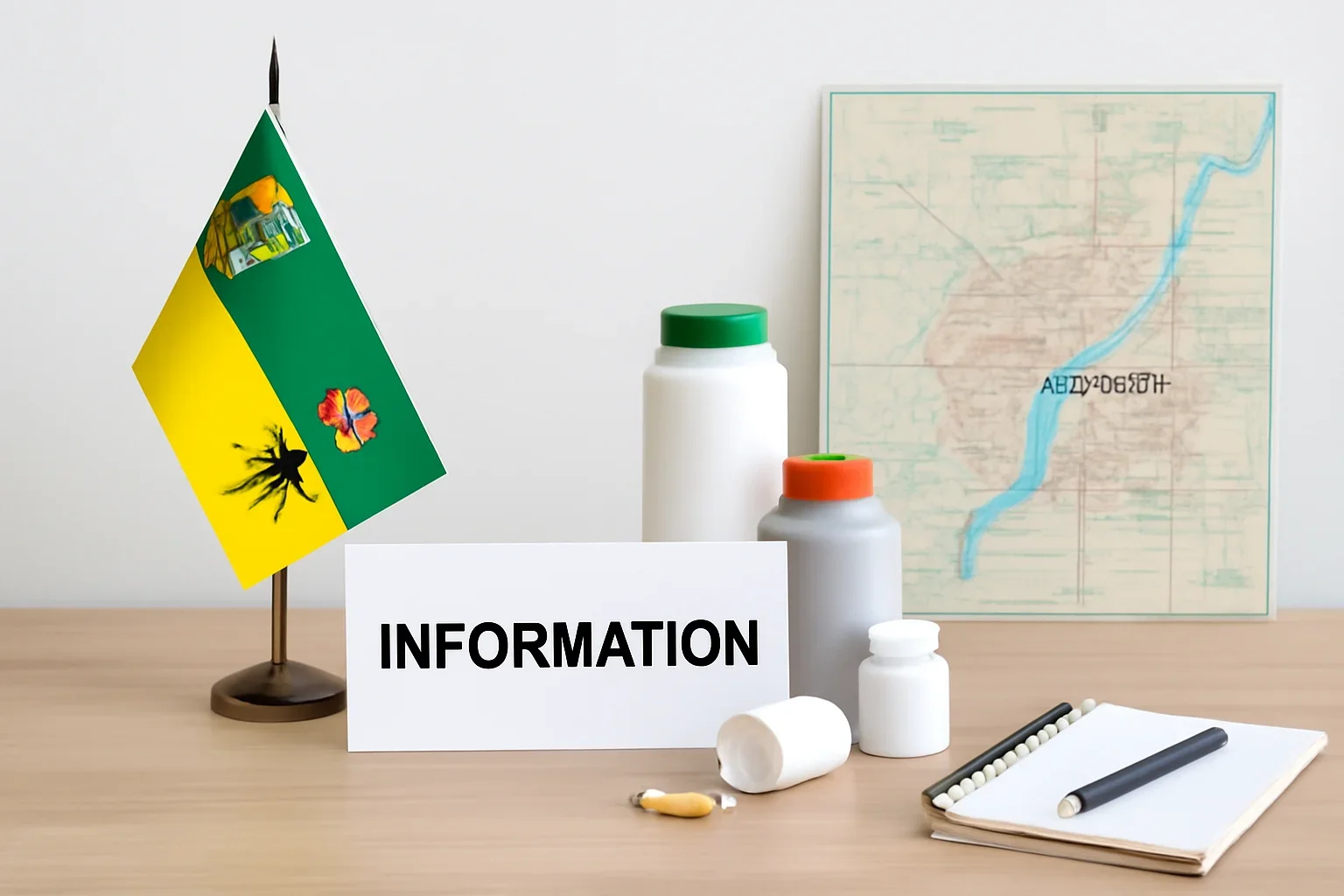 Local information desk setup representing supplement education in Saskatoon, SK