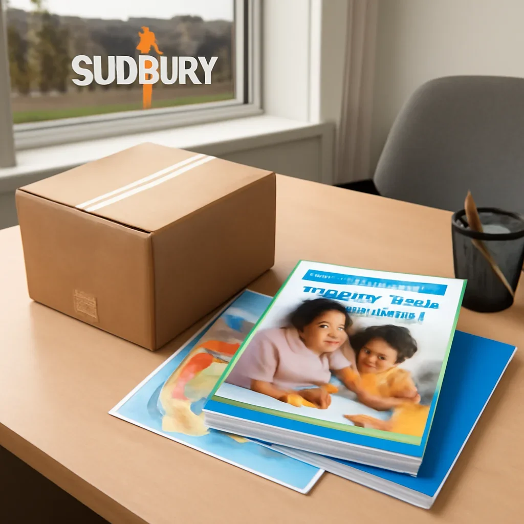 Parcel and educational materials prepared for readers in Sudbury, ON